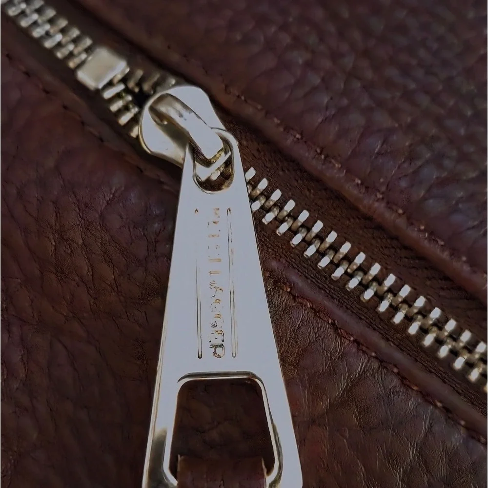 Kelsi Dagger Burgundy Pebbled Leather Crossbody Hobo Bag Silver Hardware Large